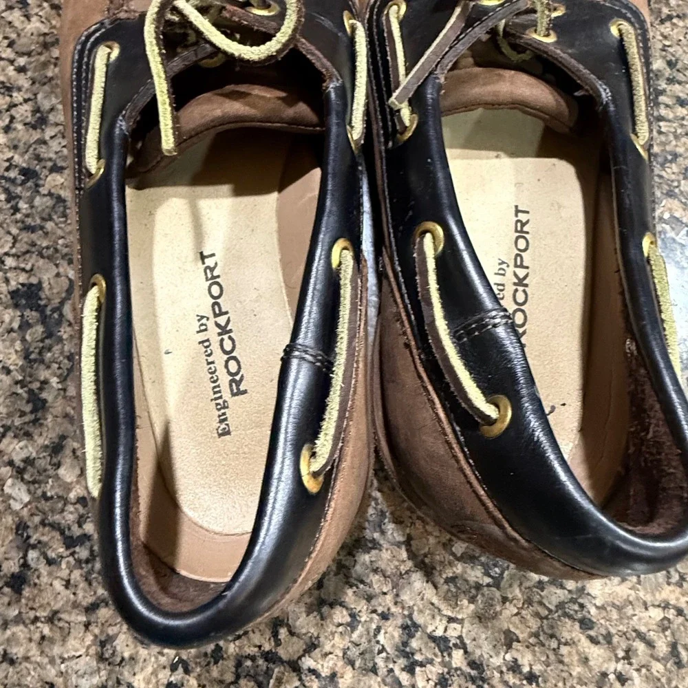 Rockport Mens K71275 Leather Boat Shoes Brown Navy Blue Loafers Size‎ 9W